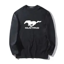 Мужская футболка, 100 хлопок, MUSTANG Racing CarO-neck, облегающая, мужская и женская, унисекс, с длинным рукавом, Мужская одежда, модный бренд, хип-хоп, W9154