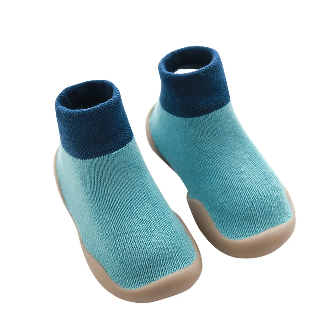 Синий baby socks shoes Baby Boy Girl Cotton Children Floor Anti-Slip solid casual Baby Step Sock Shoes baby socks winter recien nacido - Цвет: Синий