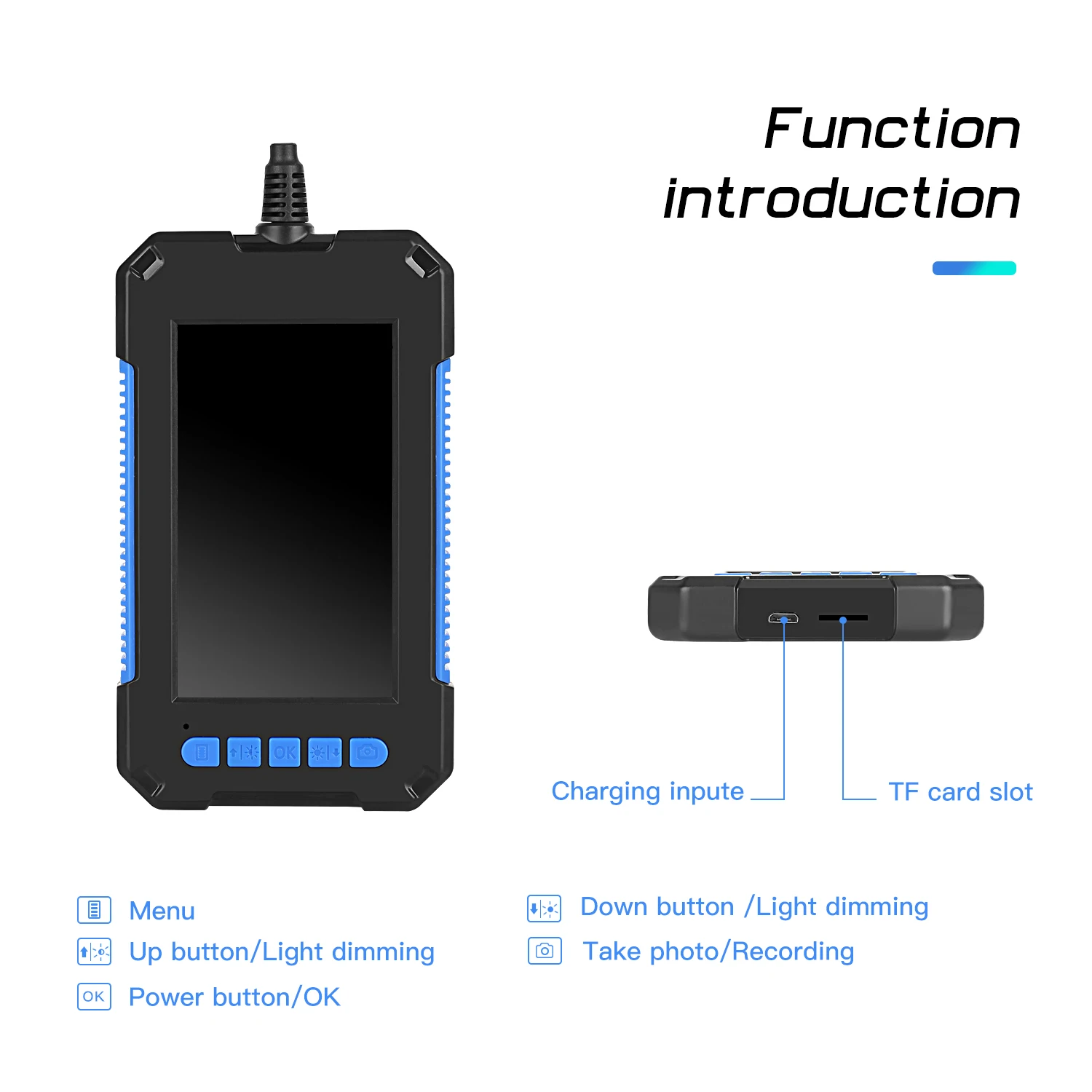8mm Industrial Endoscope Camera 1080P HD 4.3inch LCD Screen endoscope IP67 Waterproof borescope 8 LEDs 2600mAh Battery
