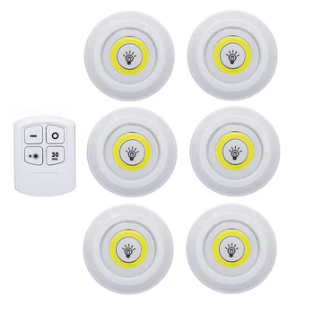 

Battery Operated Dimmable LED Under Cabinet Light COB LED Puck Lights Closets Lights with Remote Control for Wardrobe Bathroom