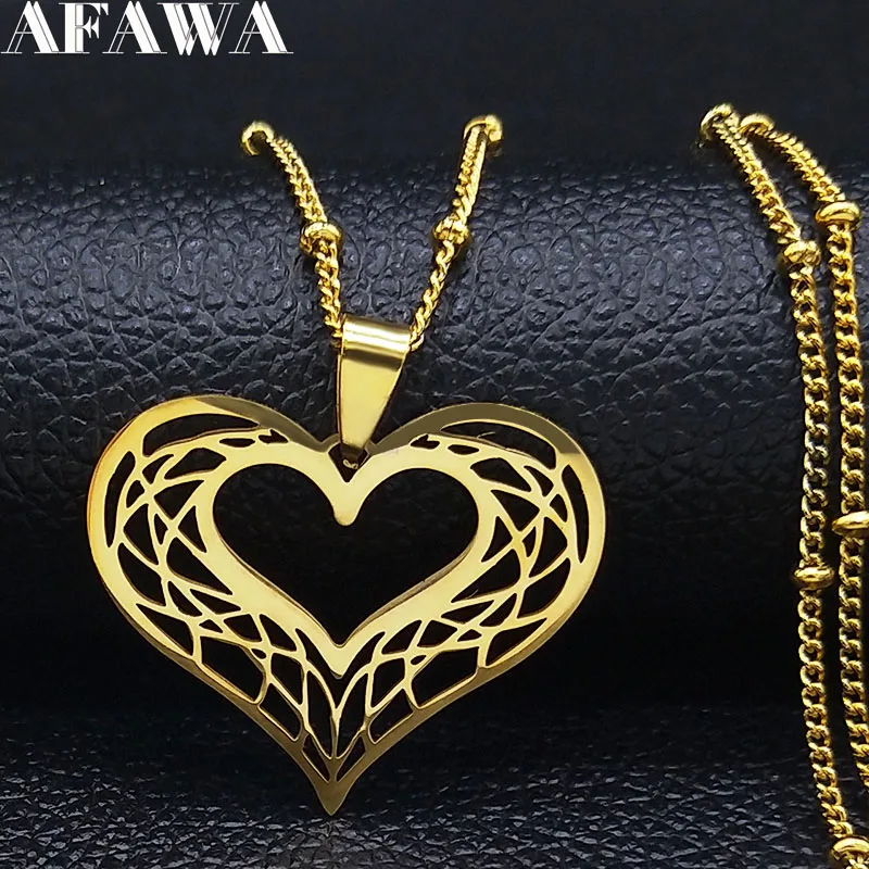 

2019 Fashion Gold Color Heart Stainless Steel Statement Necklace Women Necklaces Jewelry acero inoxidable joyeria mujer N19298