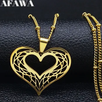 Heart Stainless Steel Necklace Women Gold Color Love Necklaces Jewelry Valentine’s Day Gift inoxidable joyeria mujer N620S01