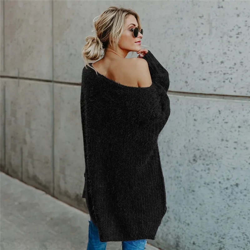 

2020 new fashion autumn wool knit sweater long sleeve solid color knitted pullover