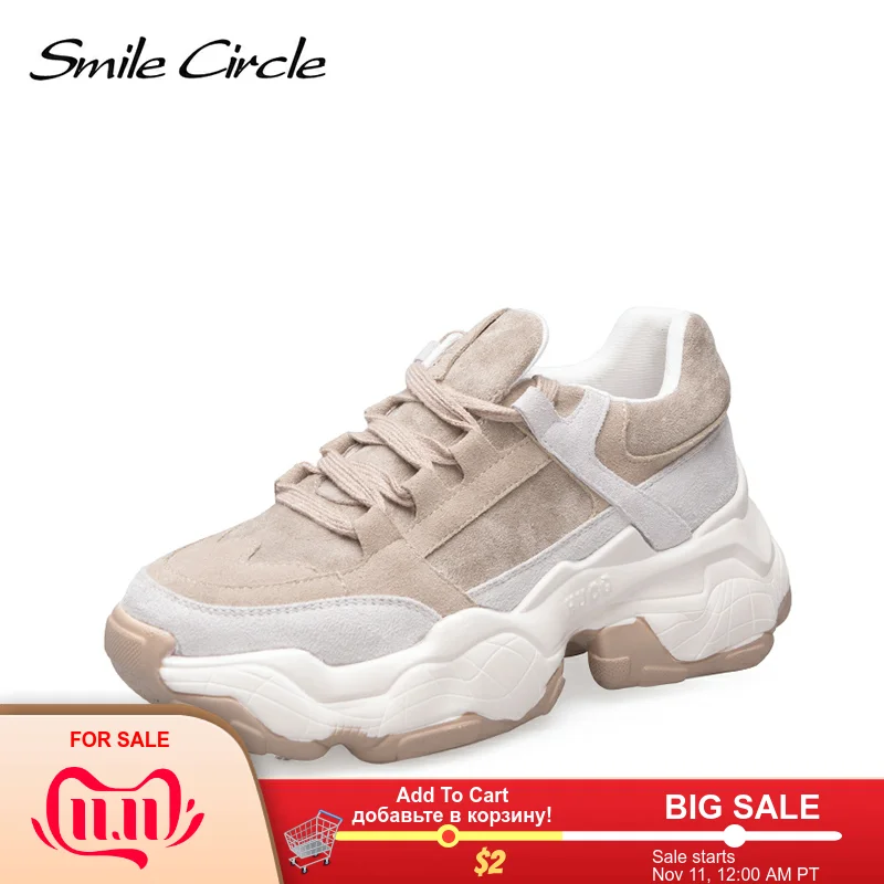 Billig Lächeln Kreis Frauen Turnschuhe Atmungsaktive Schuhe 2019 frühling neue Flache Plattform schuhe mädchen Dicken boden Outdoor Damen schuhe