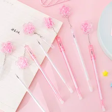 

2pcs Sakura Pendant Gel Pen Novelty Stationery Pens 0.38mm Cute Pen Cartoon Student Gel Pens Kawaii Stationery School Supplies