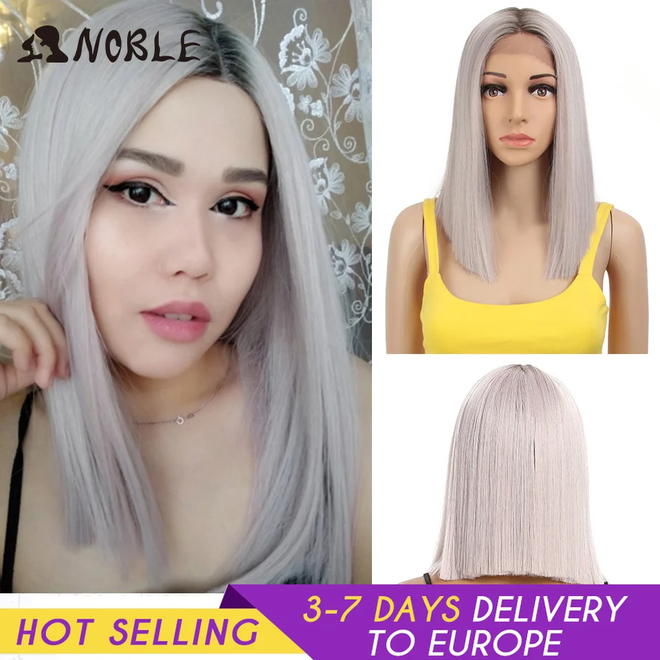Quý Phái Hóa Tổng Hợp Phối Ren Phía Trước Tóc Giả Ngắn Bob Thẳng 14 Inch Màu Hồng Phối Ren Phía Trước Tóc Vàng Tóc Giả Ren Mặt Trước Tóc Giả Dành Cho Bạn Gái nữ Đen|wigs for blacks|wigs for black womenwigs free - AliExpress