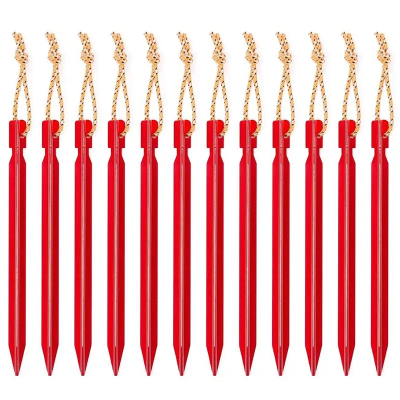 7 inch Outdoors Aluminum Alloy Triangle Tent Stakes, 12PCS Tent Pegs
