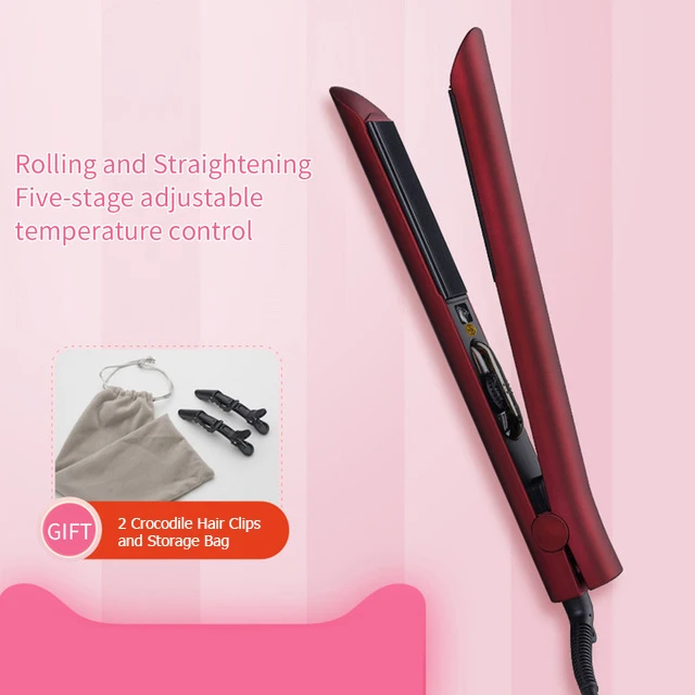 HSIPRO цилиндрический выпрямитель для волос и бигуди 2 в 1 керамическое покрытие 3D круглая трубка светодиодный индикатор температуры регулируемый - Цвет: Red