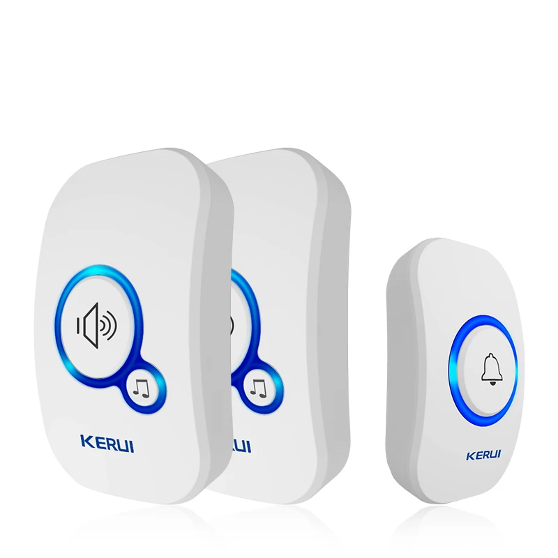 KERUI-timbre inteligente inalámbrico, ALARMA DE SEGURIDAD PARA EL HOGAR de bienvenida, luz LED, 32 canciones, botón resistente al agua, fácil instalación