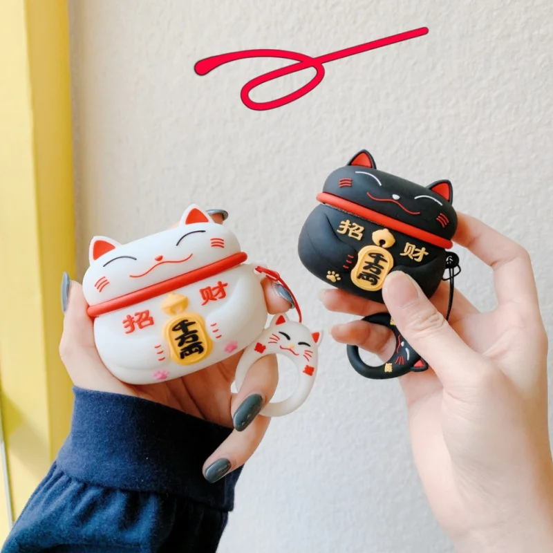 Силиконовый чехол для наушников Fortune Cat Design Pro