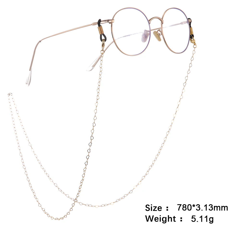 Eueavan 10pcs Women Gold Rose Gold Silver Heart Sunglasses Reading Glasses Chain Lanyard Eyeglasses Cord Strap Rope Wholesale