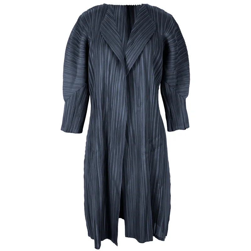 Miyake складывается Европейская американская мода длинное пальто Весна русский тонкий плиссированный кардиган размера плюс Женский Тренч TP3020
