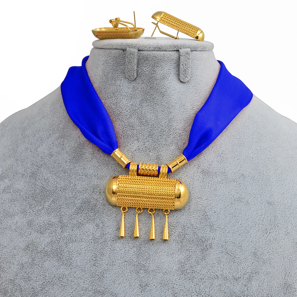 Комплект ювелирных изделий Anniyo DIY с цветным канатом, эфиопские ожерелья и серьги золотого цвета, комплекты ювелирных изделий Habesha в Эритрее#218006