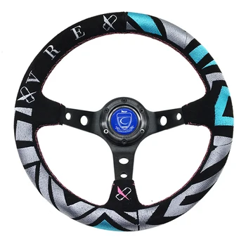 

Universal Car Sport Racing Steering Wheel Deep Dish Leather+ Suede Leather Steering Wheel 320mm