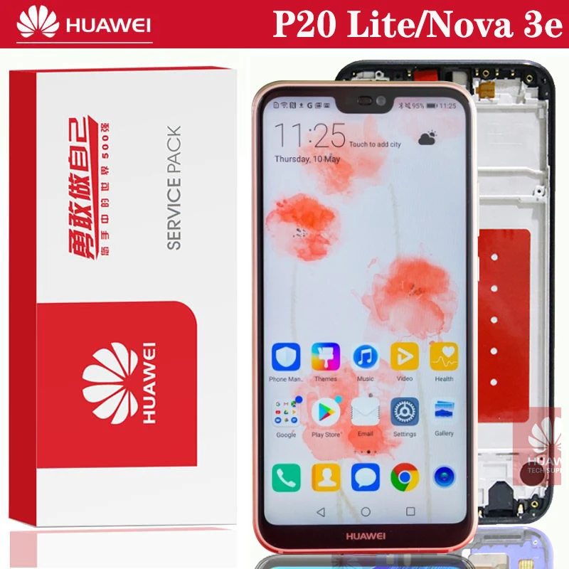 100% Оригинальный 5 84 ''IPS дисплей с рамкой для Huawei P20 Lite Nova 3e ЖК сенсорным экраном дигитайзер ANE LX1 LX3 запасных