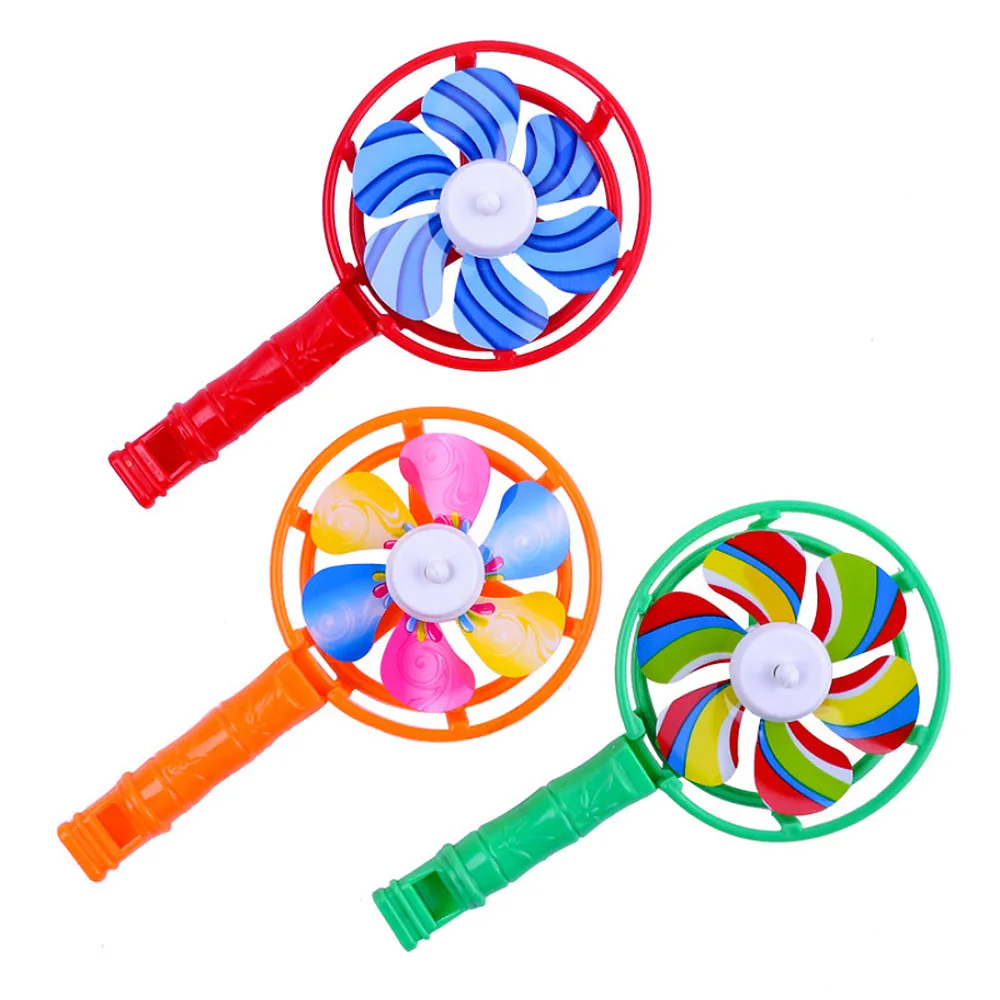 3pcs Windmill Toy For Baby Kids Colorful Small Windmills Children Plastic Whistling Handle Toys Pinwheel Wind 4