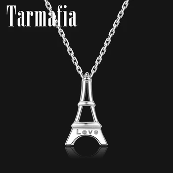 

New Fashion Genuine Silver 925 Necklace Pendant Romantic love Eiffel Tower Necklace for Women Fine Jewelry Accessories
