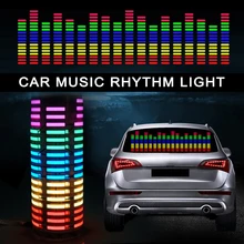 Pegatina de 90x25cm para coche, luz LED rítmica, lámpara Flash, ecualizador activado por sonido, rojo, amarillo, azul y verde