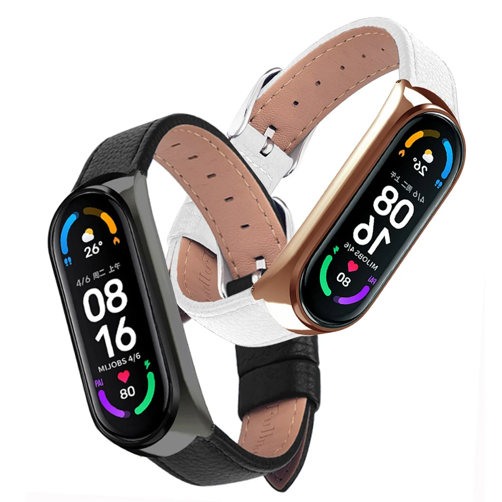 Pulsera de cuero para Xiaomi Mi Band 3/4/5/6, Correa elegante para reloj xiaomi mi band 3 4 5 4 3