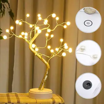 

Touch Switch Control DIY Night Light Bonsai Style Home Decoration Led Light Holiday lamp 36leds Tree Shape Party