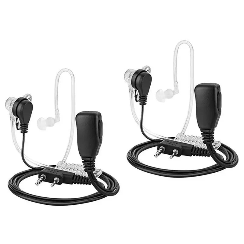 2-контактный скрытый Акустическая трубка Walkie Talkie наушник-двухсторонний радио наушник с PTT Mic-упаковка из 2