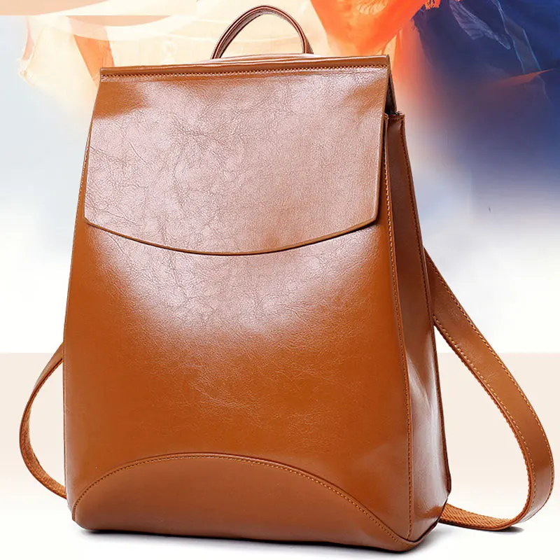 

New Leather Women's Backpack Students Trendy Personality Leisure Shoulder Bag Multi Function Travel Retro Creative Women's Bag