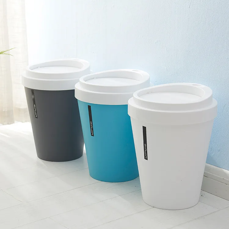 

Creative coffee cup shaped trash can flip trash plastic desktop kitchen bathroom cute mini trash can