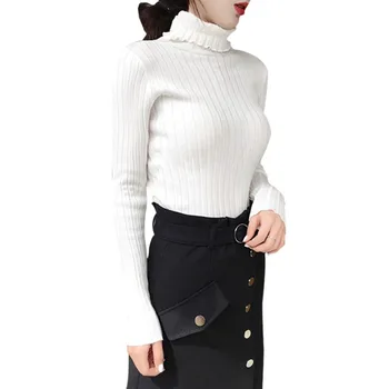 

Women Sweater High Neck Base Sweater Pullover Basic Sweaters Knit Tops Female