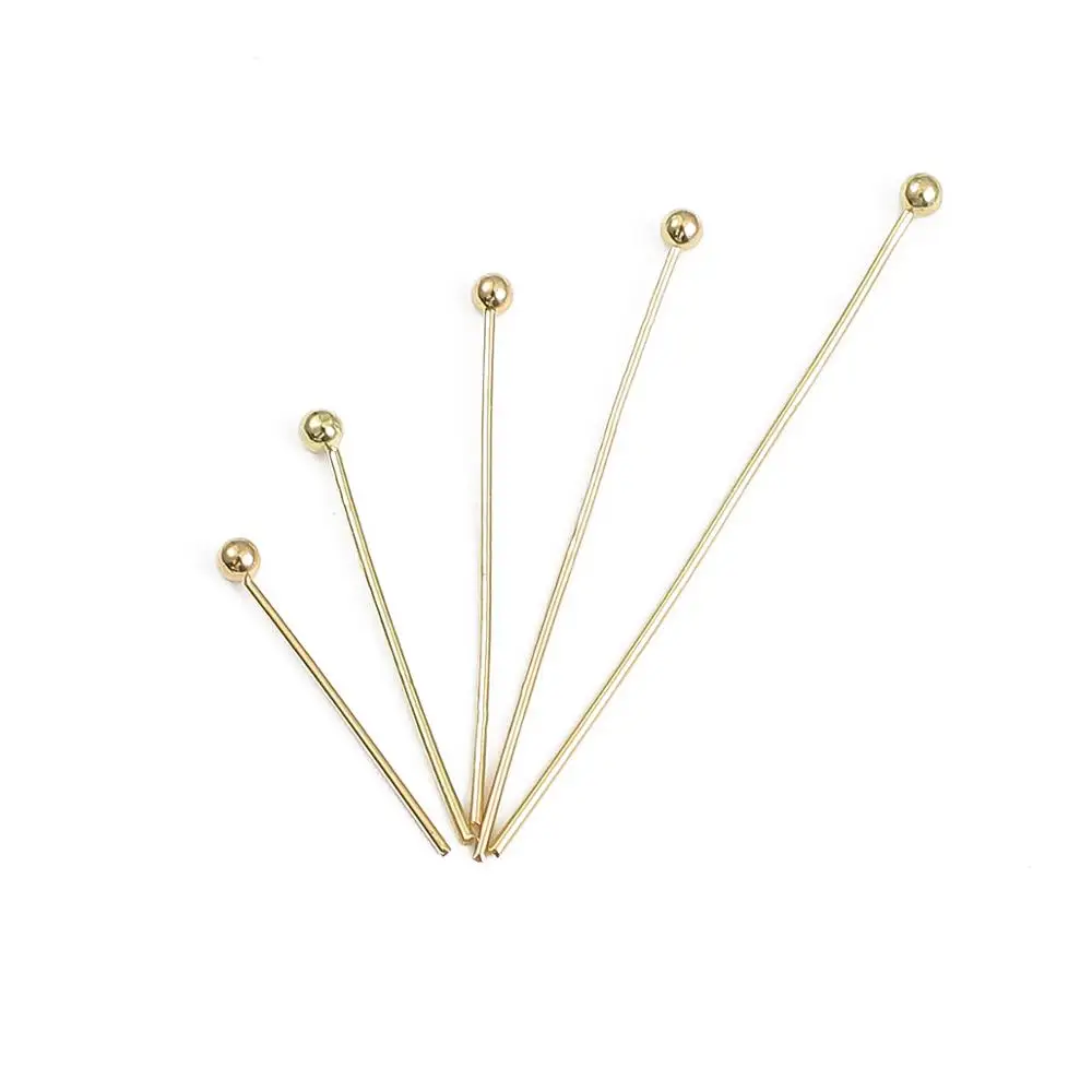 

50pcs/lot 16/20/25/30/35mm 18k Gold Plated Copper Ball Head Pins Headpins For DIY Jewelry Making Ball Needles Accessories