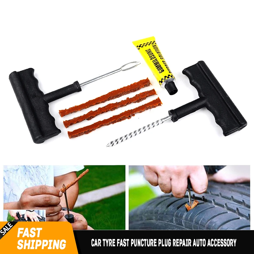 

Car Tire Repair Tool Kit Set Block Air Leak For Truck Bike Emergency Tubeless Tire Tyre Fast Puncture Plug Repair Auto Accessory