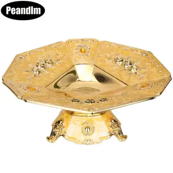 

PEANDIM European Metal Tray Gold Fruit Dish Plate Nuts / Cake Stand Wedding Centerpieces Party Home Table Nut Bowl Decoration
