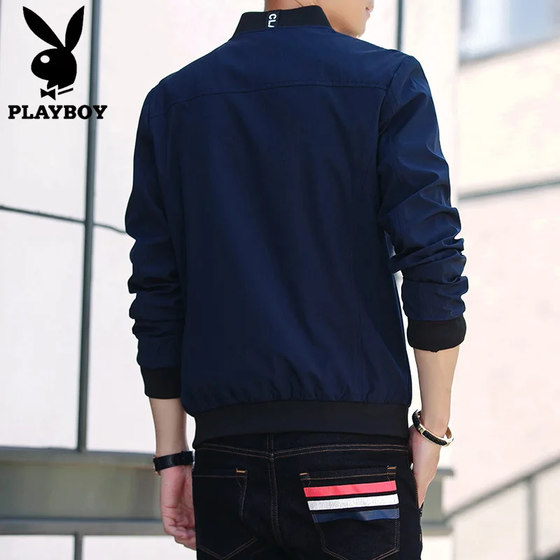 

PLAYBOY Men's Korean-style Slim Fit Casual Stand-Collar Jacket Men's