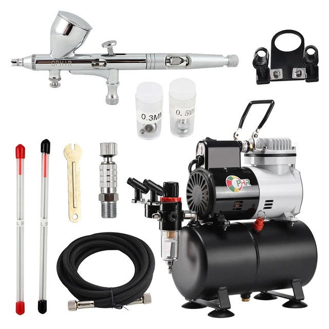 OPHIR 110V 220V Tank Air Compressor with Dual Action Airbrush Gun Paint Kit  for Model Hobby Cake Decorating Nail Art_AC090+AC005 - Price history &  Review, AliExpress Seller - O'S AIRBRUSH Store