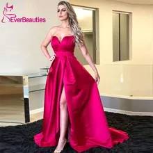 Милое Тюлевое вечернее платье Robe De Soiree атласное с Боковым Разрезом Длинное Вечернее платье для выпускного вечера вечерние платья