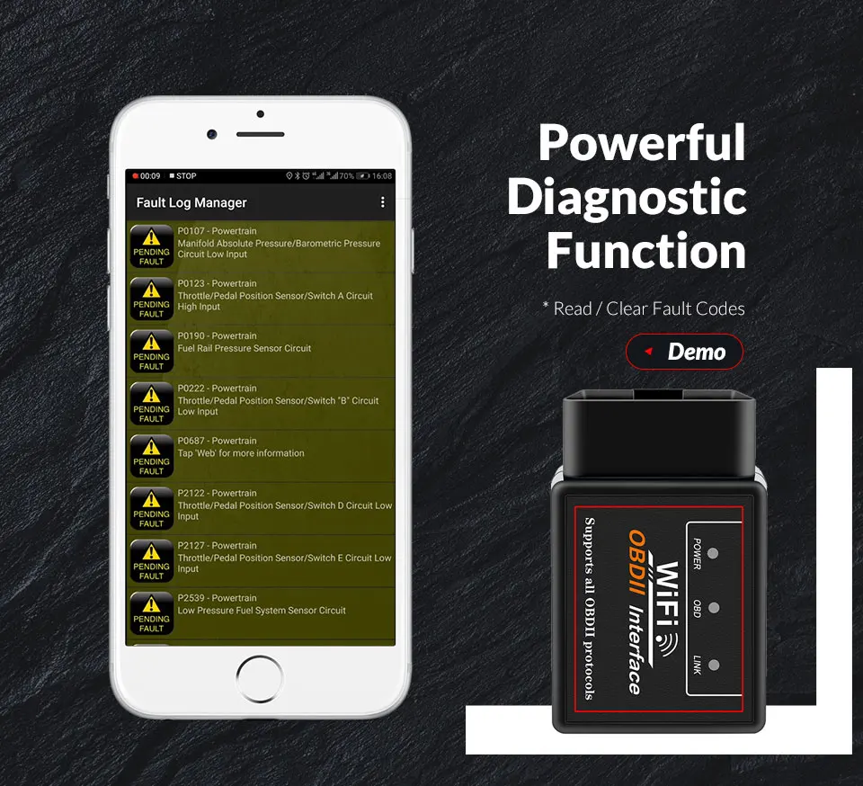 ELM327 V1.5 с чипом PIC18F25K80 obd считыватель кодов ELM 327 wifi OBD2 диагностический инструмент