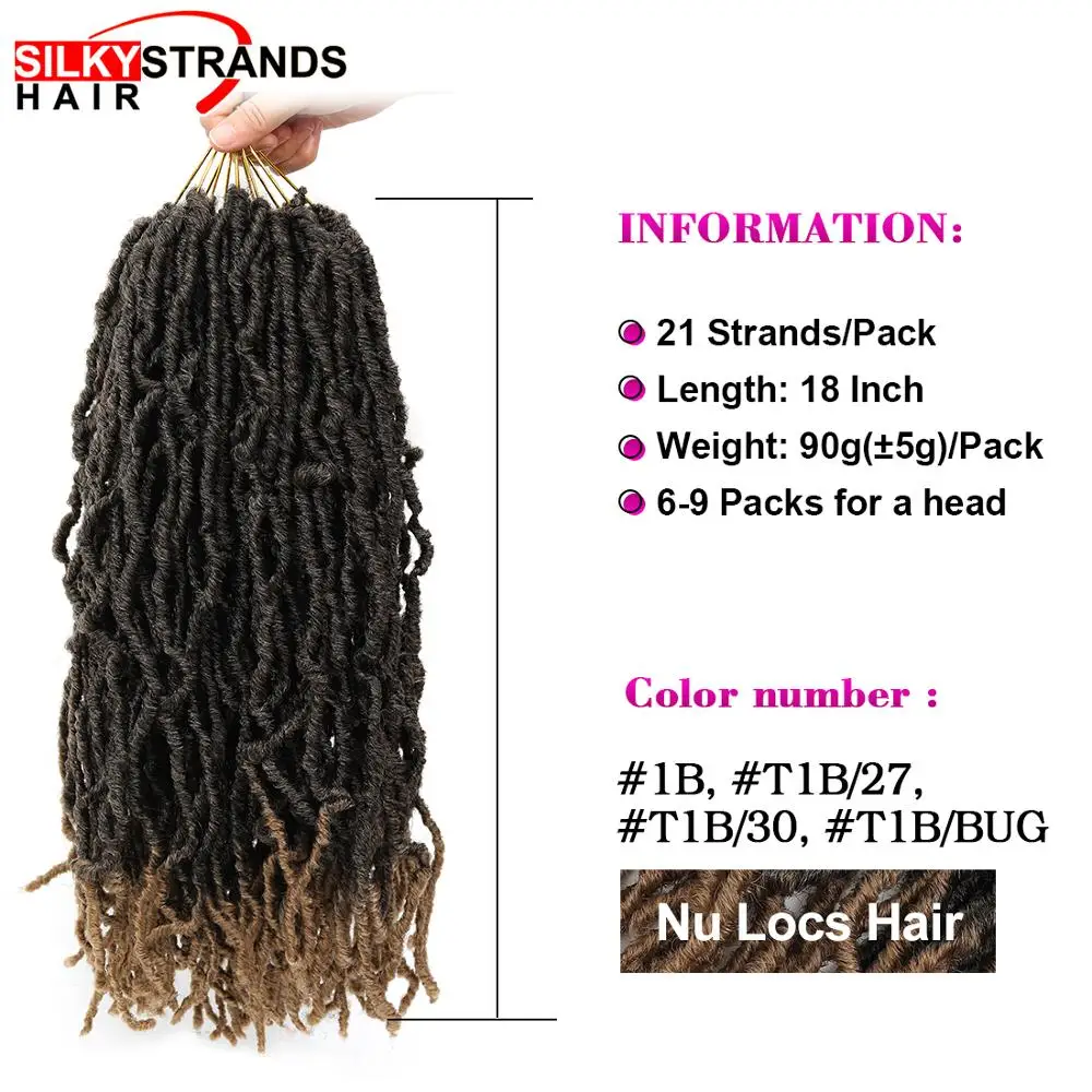 Мягкие Dread Bobbi Boss Nu Locs крючком волосы 18 дюймов 20 прядей/упаковка Омбре Faux Locs синтетические косички для наращивания волос