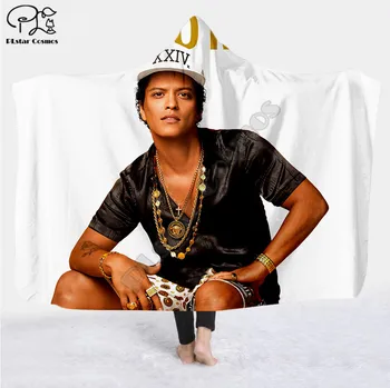 

Bruno Mar Character star pattern Hooded Blanket Adult colorful child Sherpa Fleece Wearable Blanket Microfiber Bedding style-4