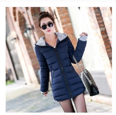 Тёмно-синий Модные женские пуховики женские осенне-зимние пальто длинные зимние куртки розовые женские пальто женские PZ2442 - Цвет: Тёмно-синий