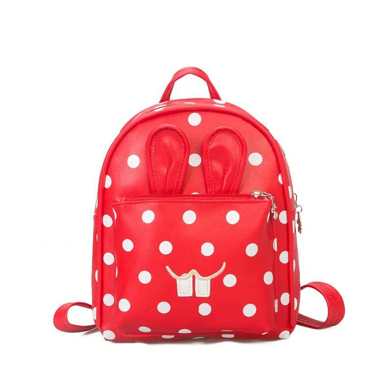 Детский 3D рюкзак в горошек с кроликом для девочек; mochilas escolares infantis; детские школьные сумки; милый ранец; школьные рюкзаки; детская сумка - Цвет: red