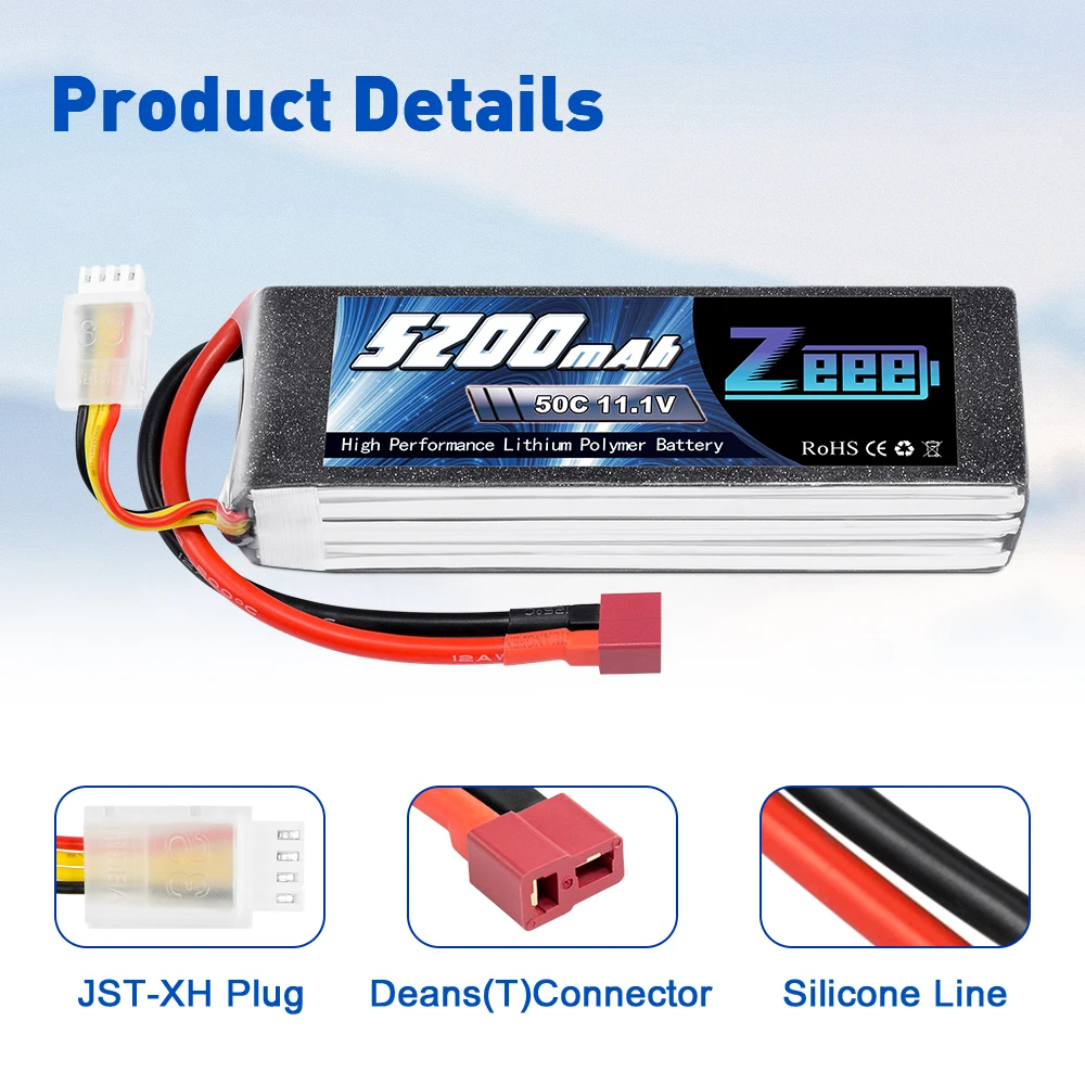 Zeee 3S 5200mAh 50C 11,1 V RC LiPo батарея с Deans Разъем XT60 для RC автомобиля квадрокоптера вертолета лодки RC самолета