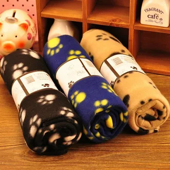 Lovely Pet Dogs Cats Bed Mat Blanket Soft Winter Warm Fleece Paw Print Design Pet