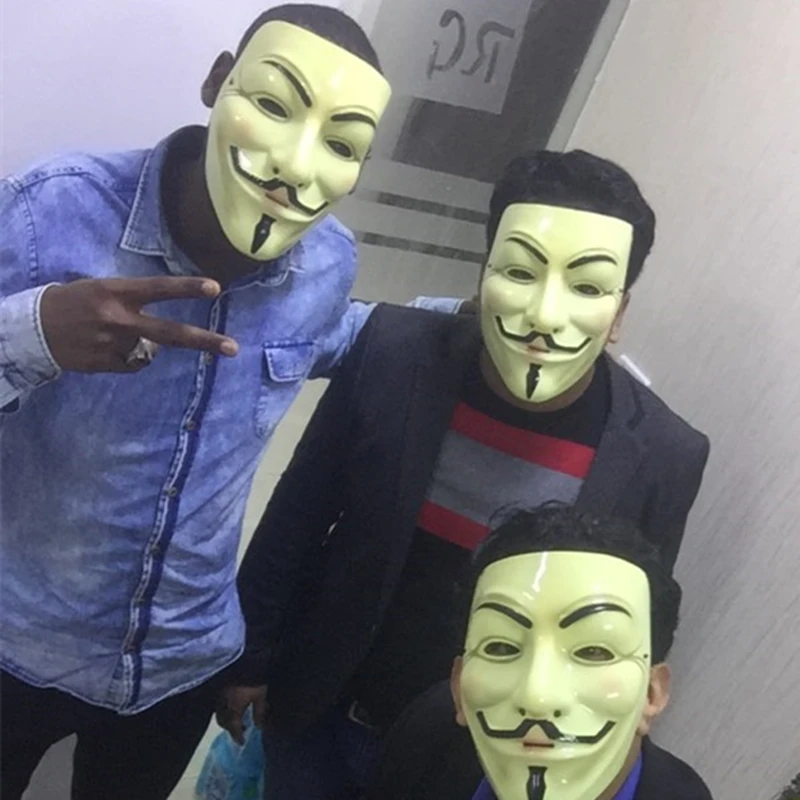 Хэллоуин Декор Вечерние Маски Вендетта светодиодная световая маска аноним Guy Fawkes Fantasia платье аксессуар для костюма для взрослых Карнавальная маска, W