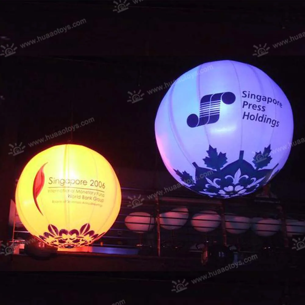 LED Lighting 1.5m/2m Giant PVC inflatable balloon sky balloon helium balloon Sphere for advertising events with logo printing