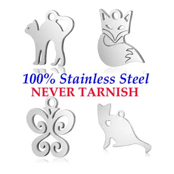 

10 Pieces Pet Cat Butterfly Fox Charm Wholesale 100% Stainless Steel Real 316 Steel DIY Charms Never Tarnish