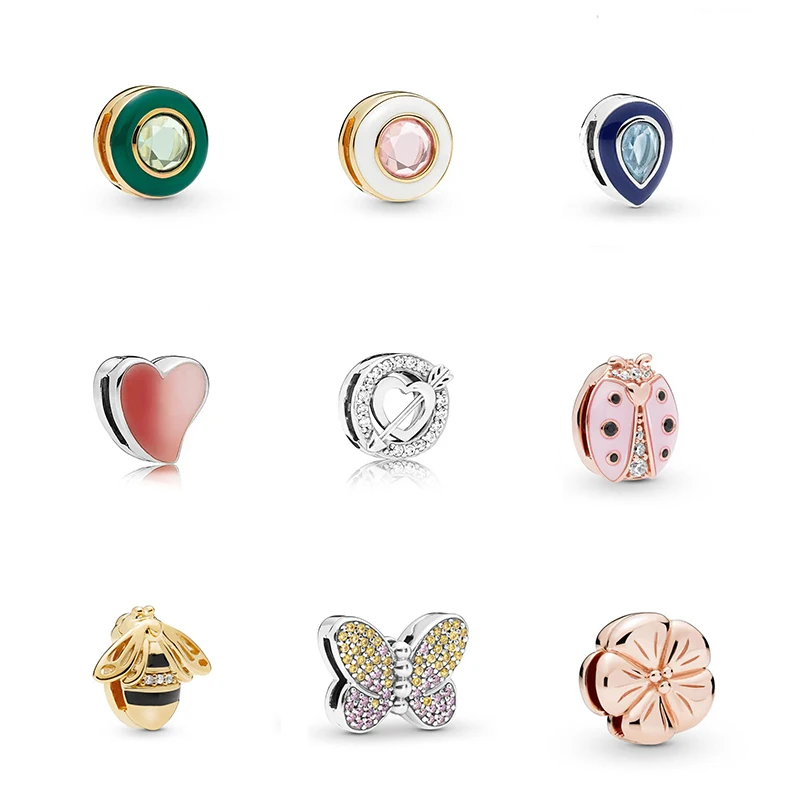 Роскошный браслет из серебра s925 шармы рефлексоры фиксированный зажим