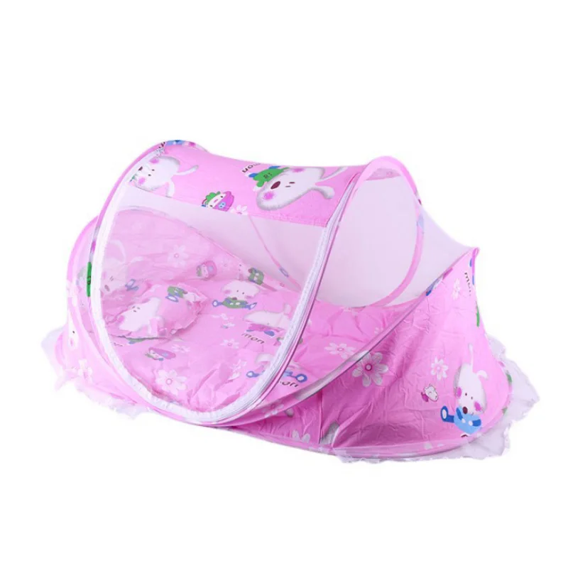Новая стильная портативная кровать для новорожденных москитная сетка с подушкой синяя однотонная Москитная сетка для малышей Детская кроватка детская палатка - Цвет: style 11