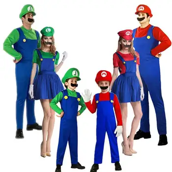 

Super Mario Costume For Adult Kids Funny Super Mario Luigi Brother Cosplay Girls Fantasia Anime Cosplay Costume Jumpsuit
