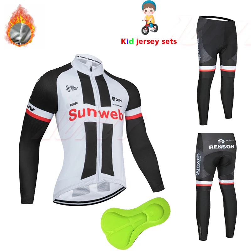 

2020 white Sunweb children's cycling long sets kids clothes bicycle shorts for children sets equipment bike cycling clothing