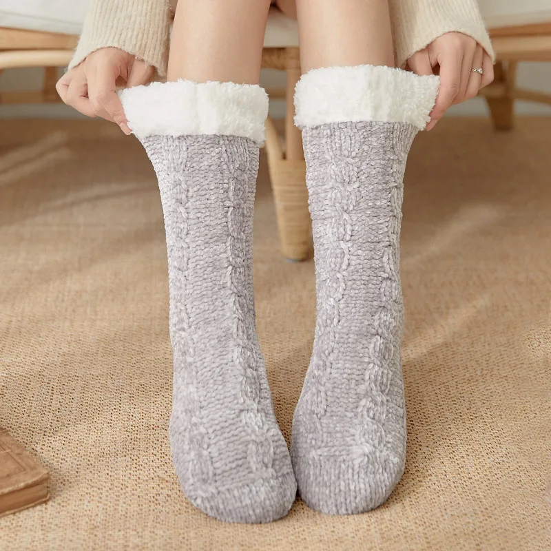 MN christmas socks Women Winter Cotton Socks Solid Thicker Anti-slip Floor Socks Carpet Socks calcetines mujer новогодние носки 3