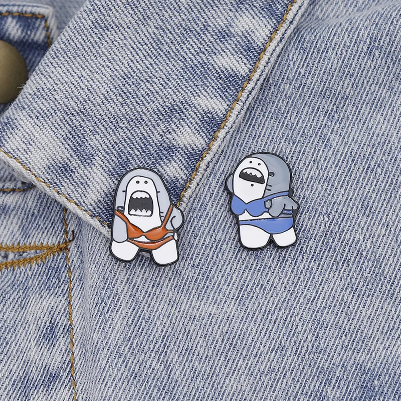 2 Pin детское бикини Акула Броши для женщин забавные морские животные